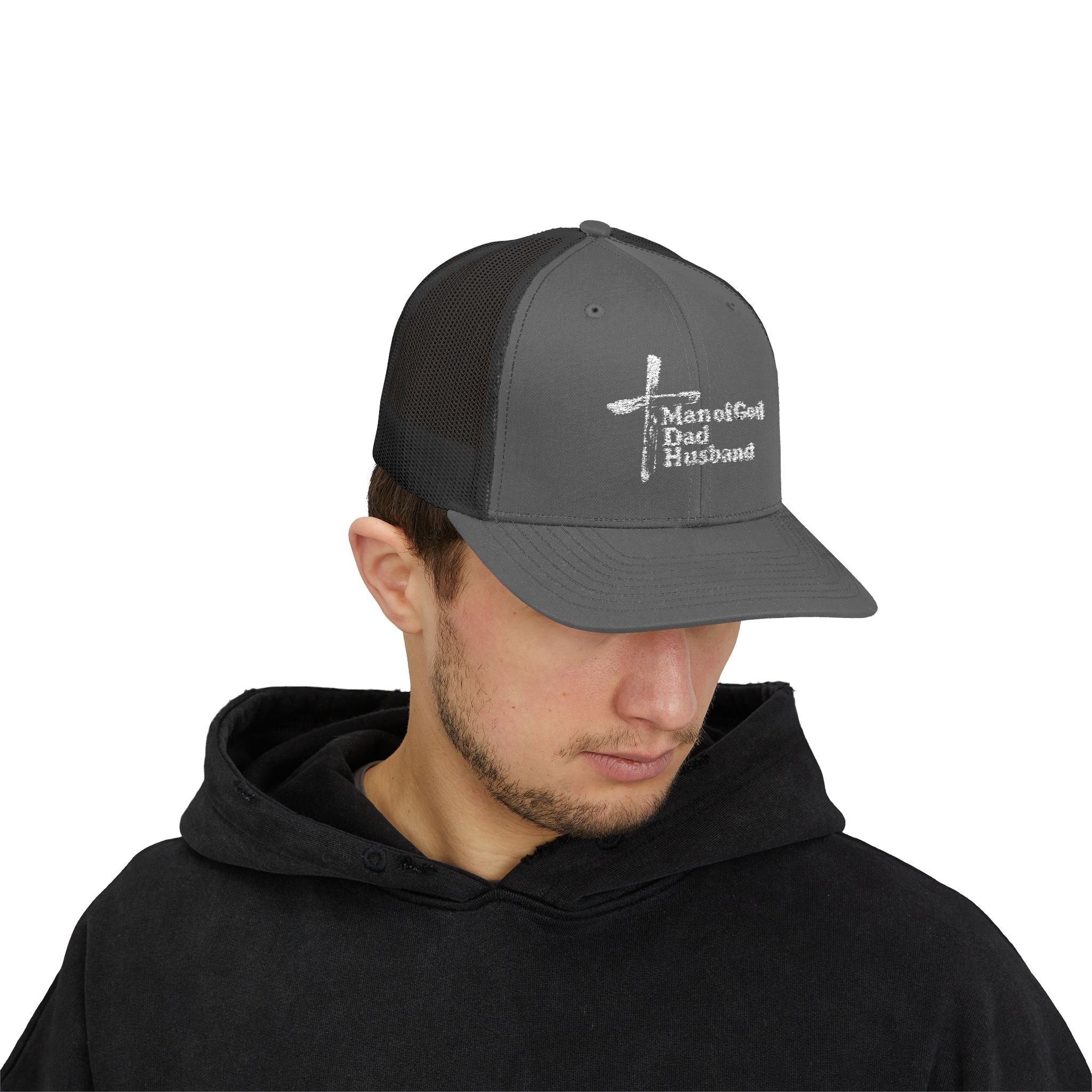 Man of God, Dad, Husband Snapback Trucker Hat