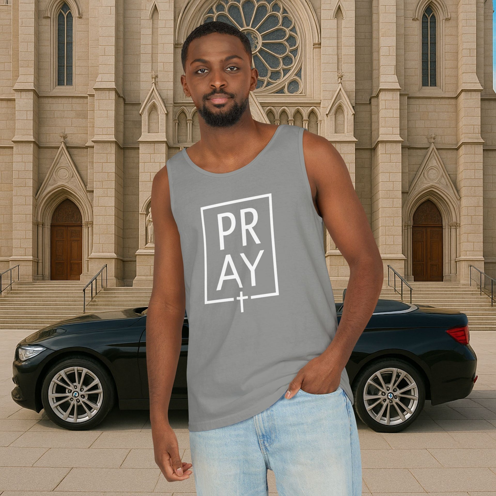 Pray + Cross Unisex Relaxed Fit Tank Top - My Faith My Father