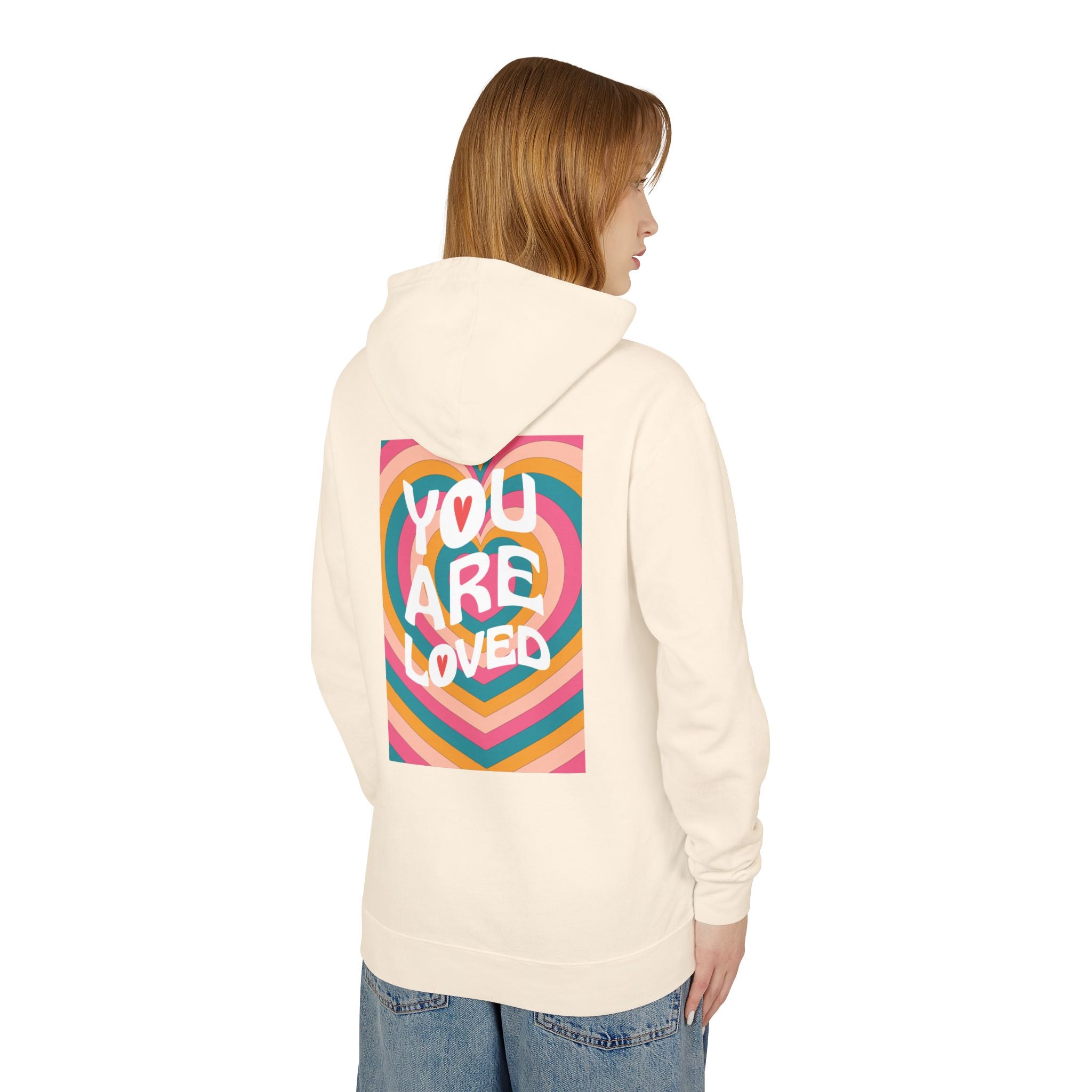 You Are Loved Retro, Unisex, Relaxed Fit, Lightweight Hooded Sweatshirt