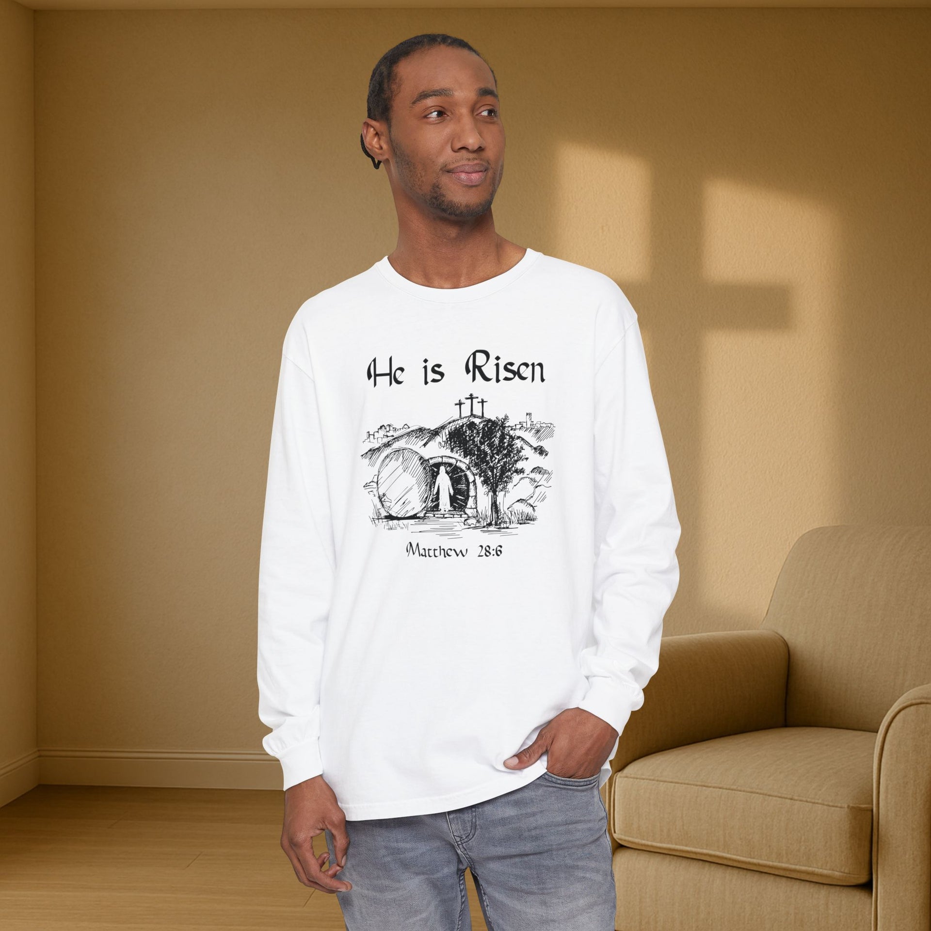 He Is Risen Unisex Relaxed Fit Long Sleeve T-Shirt - My Faith My Father