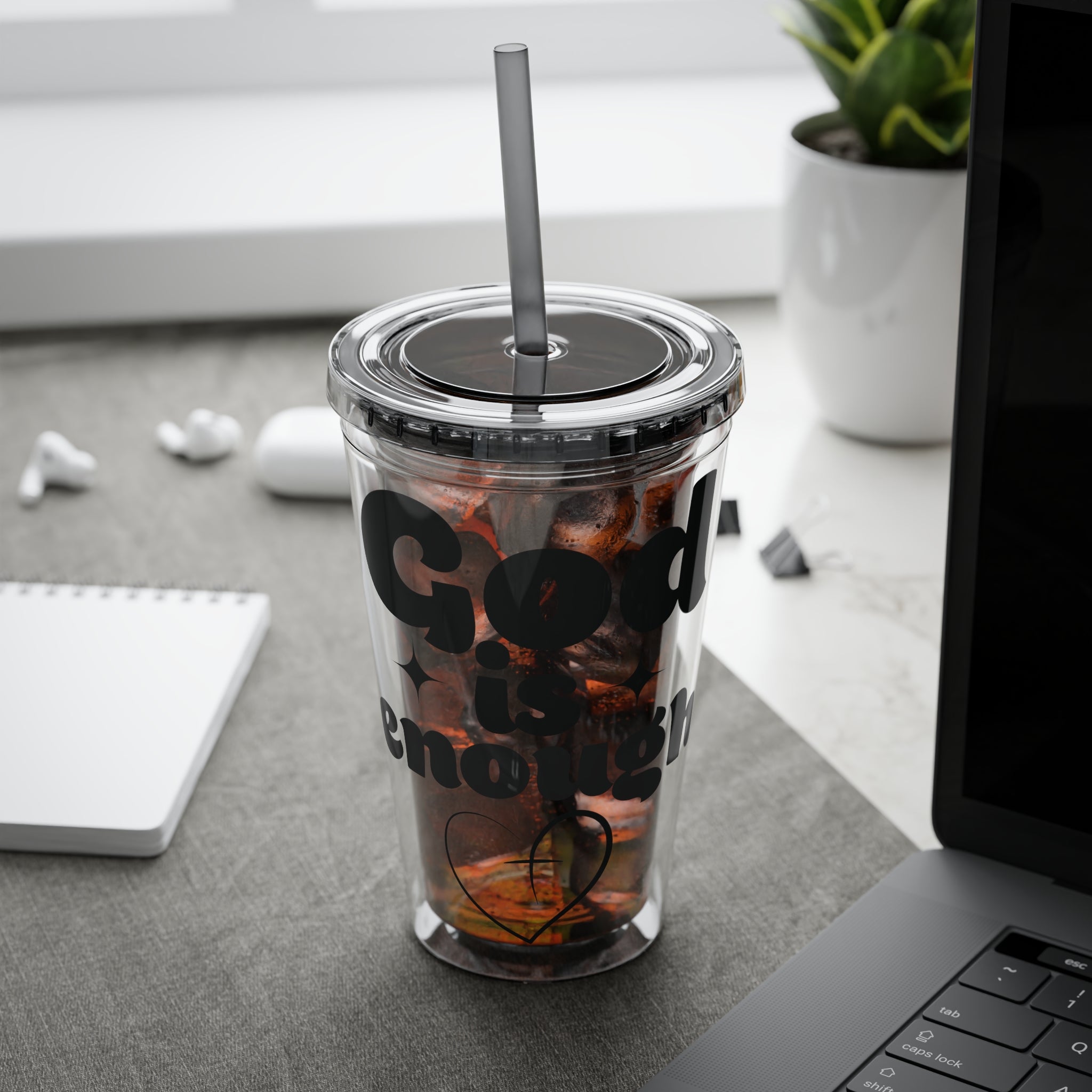God Is Enough Sunsplash 16oz Tumbler With Straw