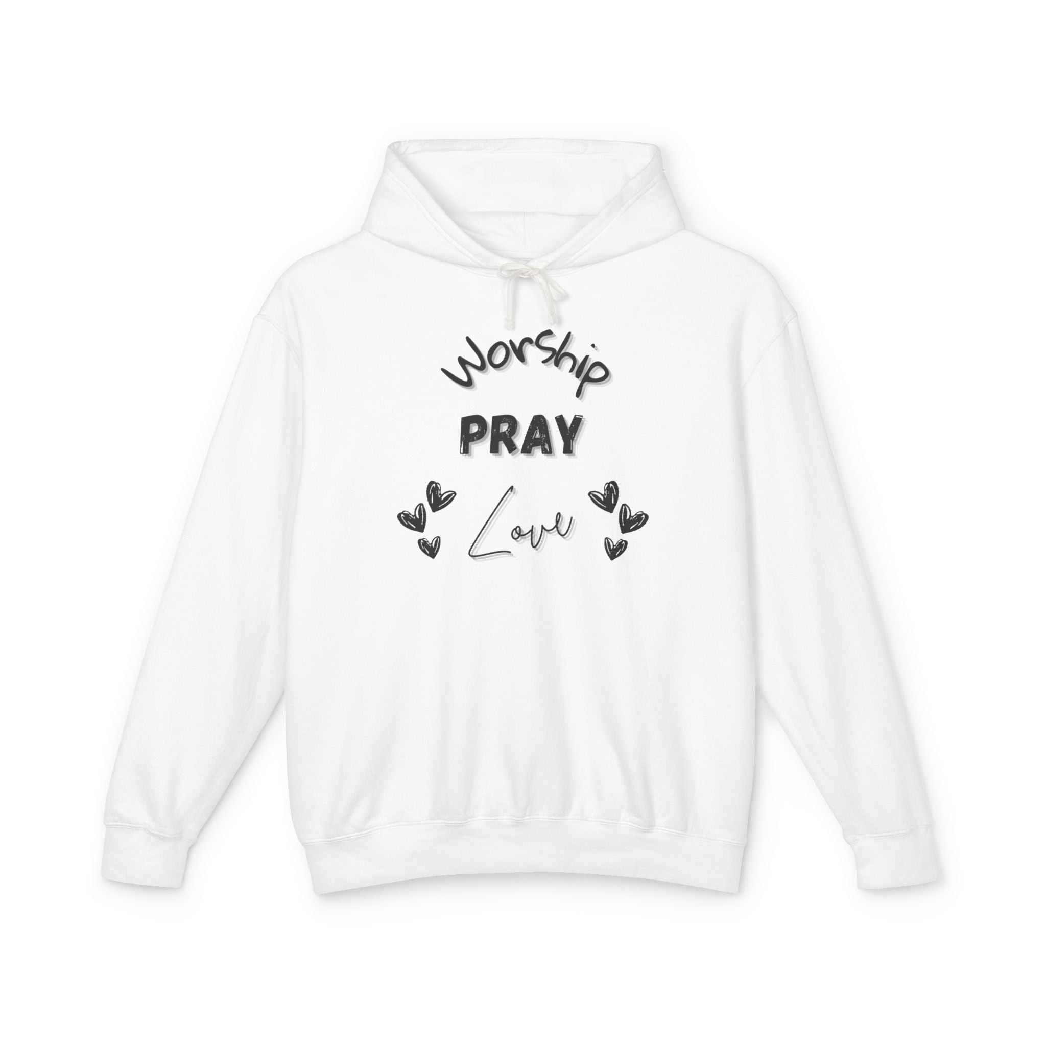 Worship, Pray, Love Unisex Lightweight Hooded Sweatshirt