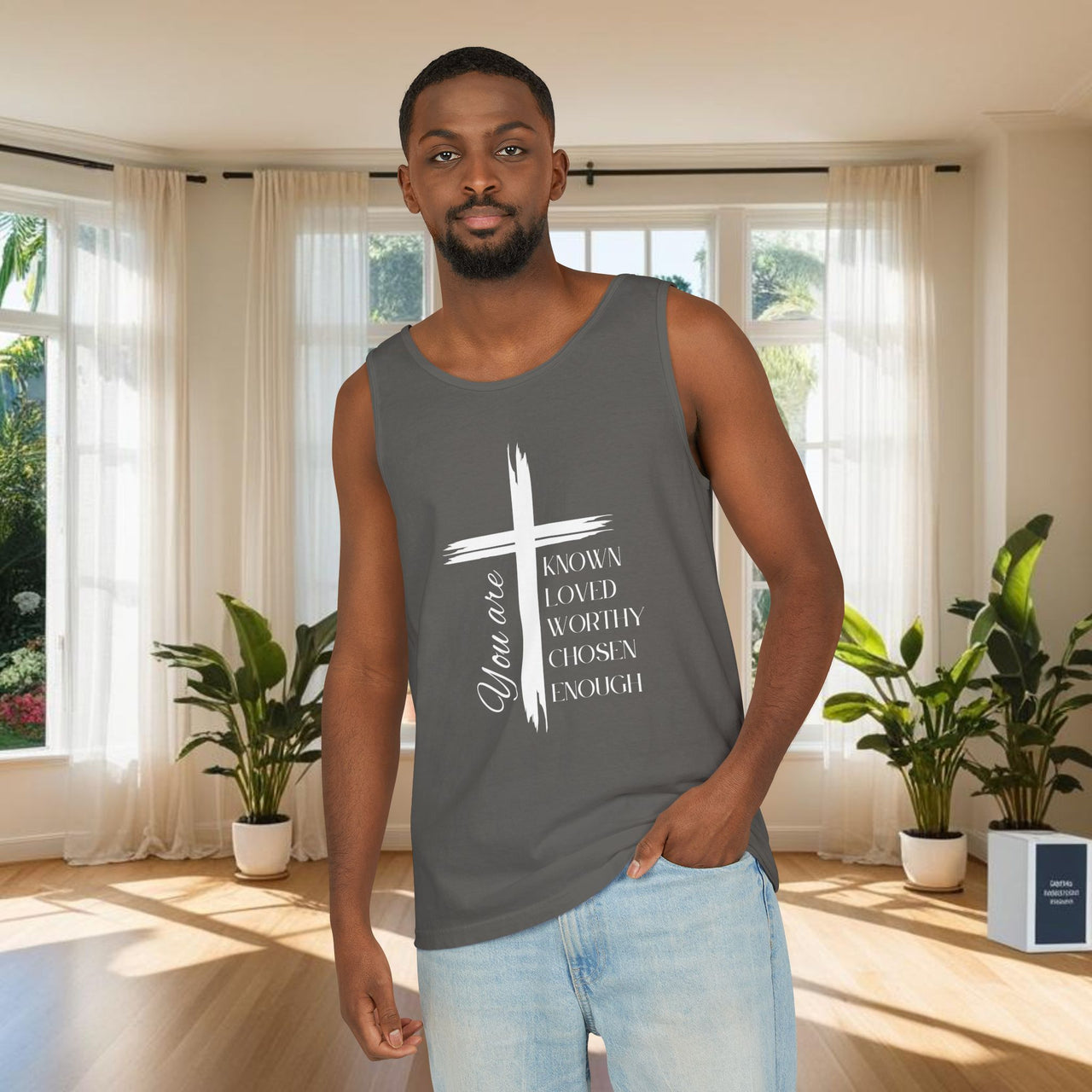 You Are Known, Loved, Worthy, Chosen, Enough Unisex Relaxed Fit Tank Top - My Faith My Father