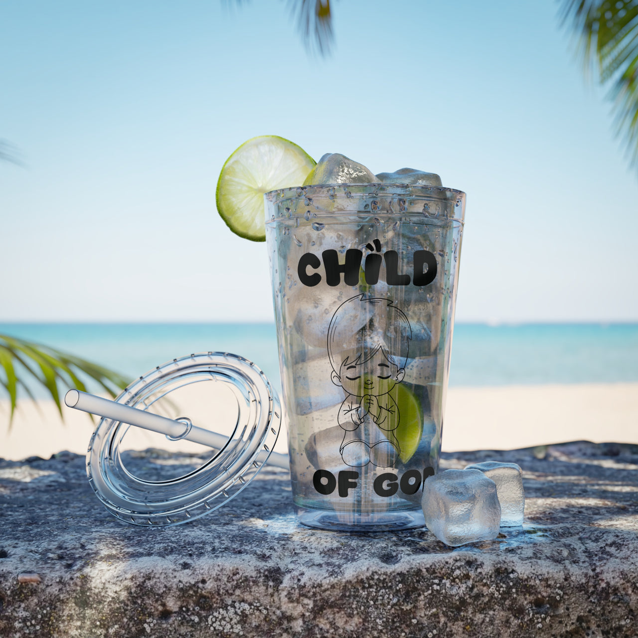 Child of God (Boy) Sunsplash 16oz Tumbler With Straw - My Faith My Father