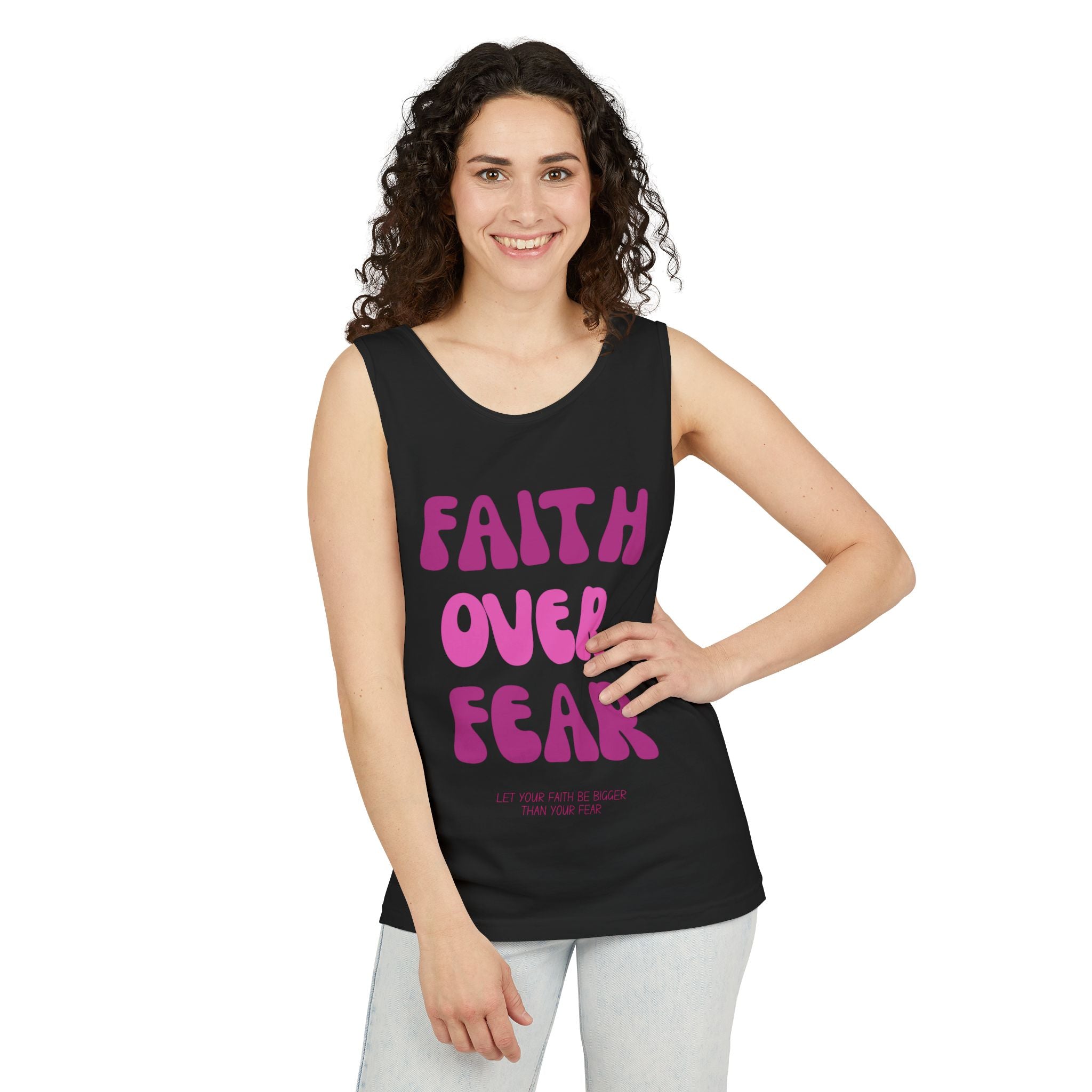 Faith Over Fear Relaxed Fit Tank Top, Inspirational Tee, Motivational Apparel, Summer Fashion, Gift for Her, Unisex Shirt