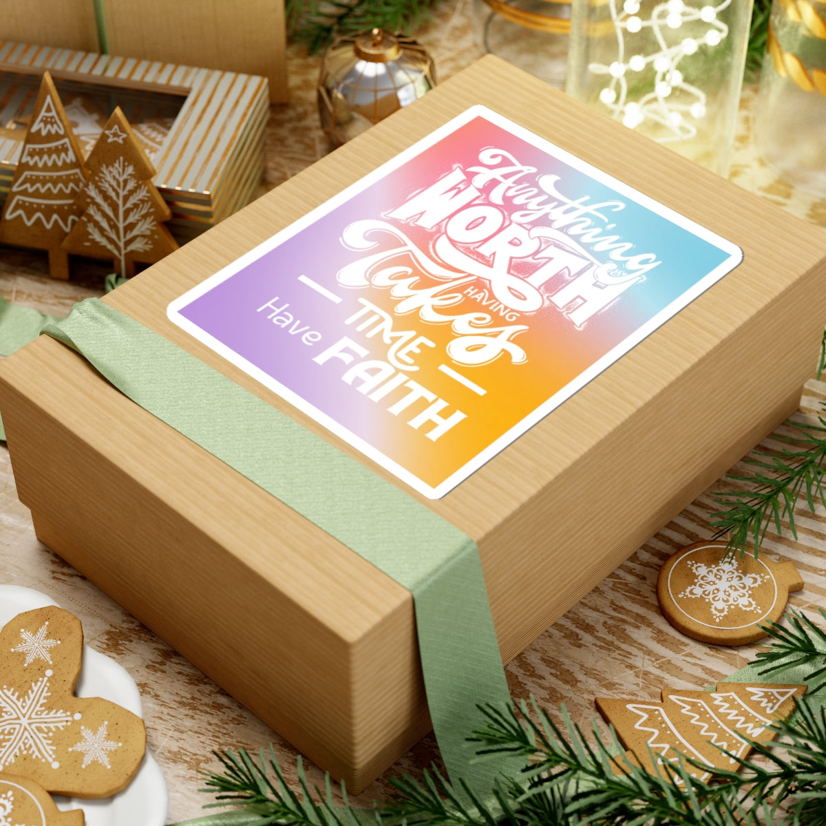 Anything Worth Having Takes Time, Have Faith Kiss-Cut Stickers