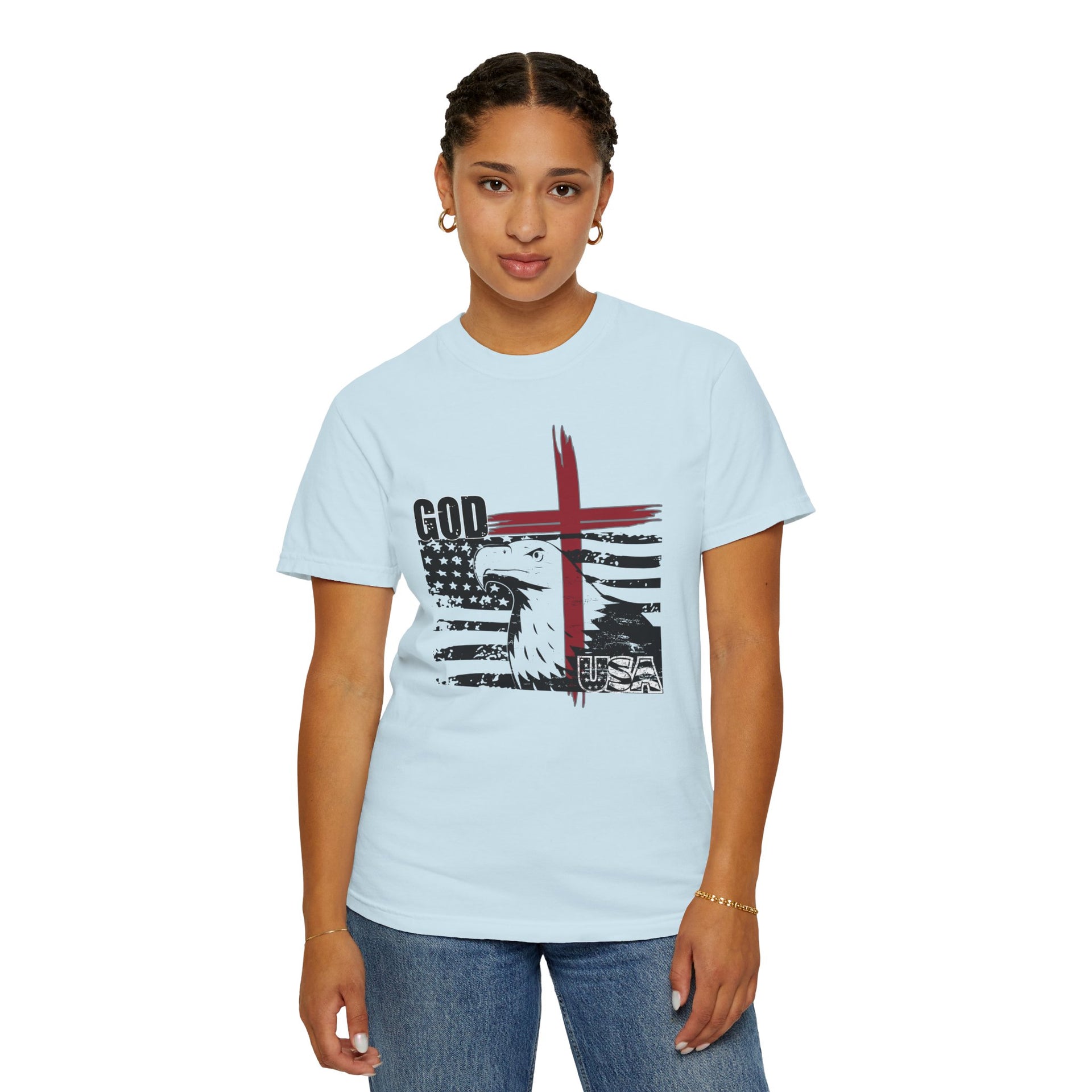 God + USA Unisex Relaxed Fit Garment-Dyed T-shirt, Christian Inspirational Tee - My Faith My Father