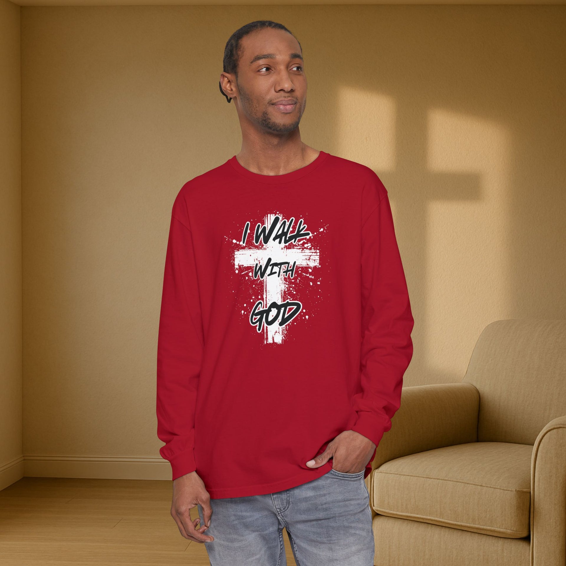 I Walk with God Unisex Relaxed Fit Long Sleeve T-Shirt - My Faith My Father