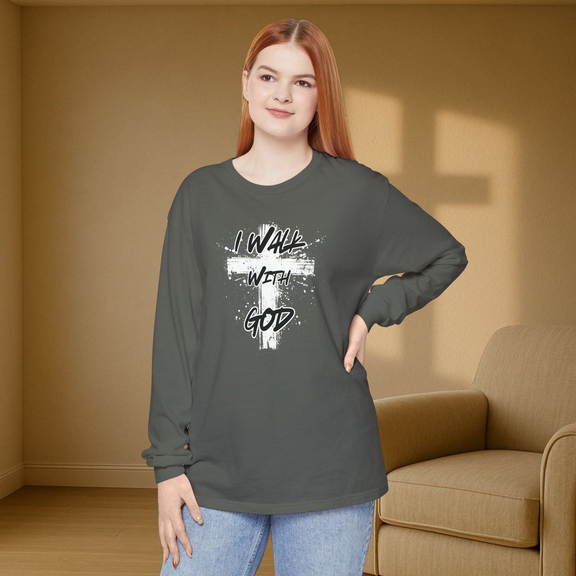 I Walk with God Unisex Relaxed Fit Long Sleeve T-Shirt - My Faith My Father