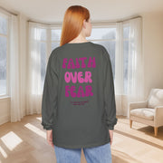 Faith Over Fear Pink Unisex Relaxed Fit Long Sleeve T-Shirt - My Faith My Father