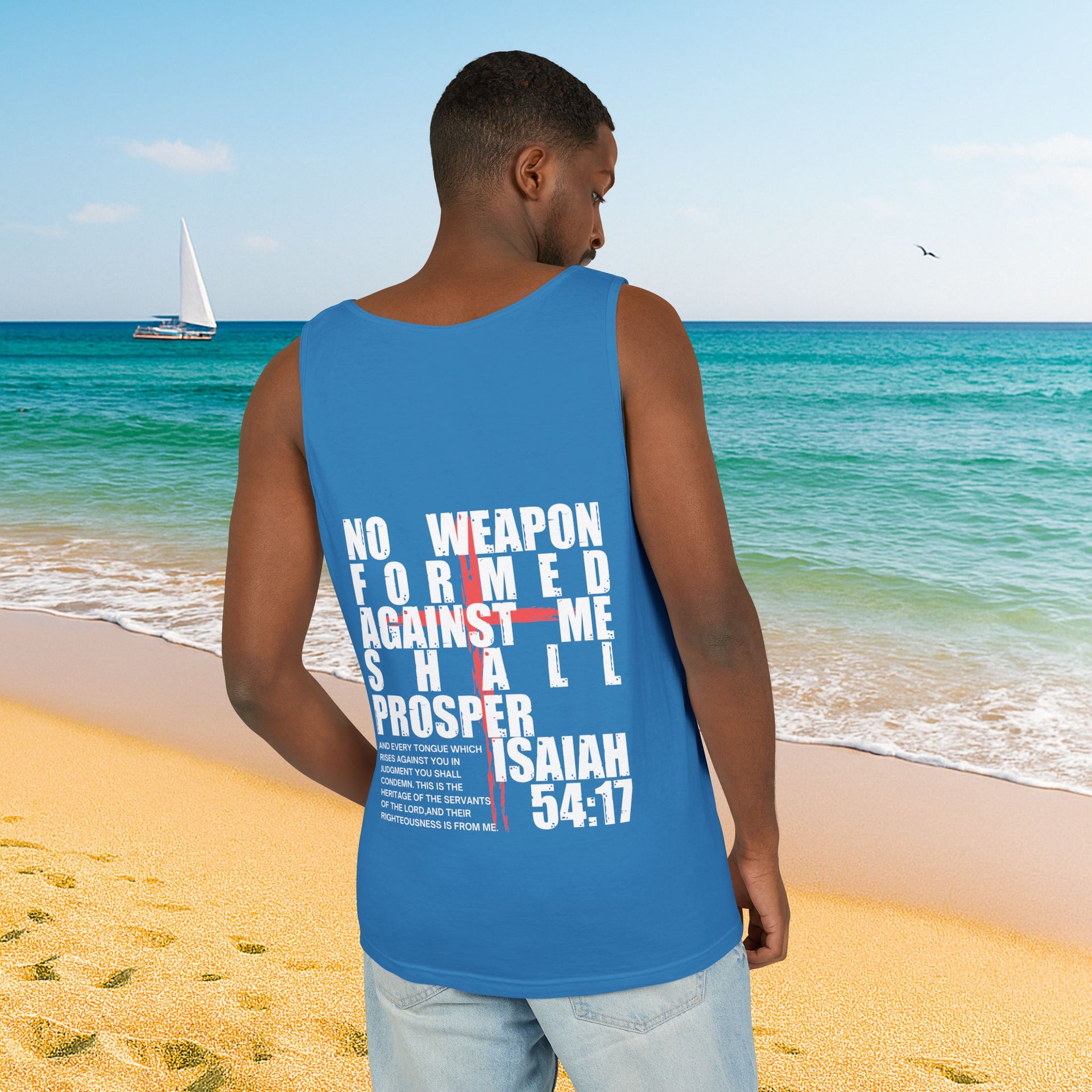 Isaiah 54:17 No Weapon Formed Against Me Relaxed Fit Tank Top - My Faith My Father