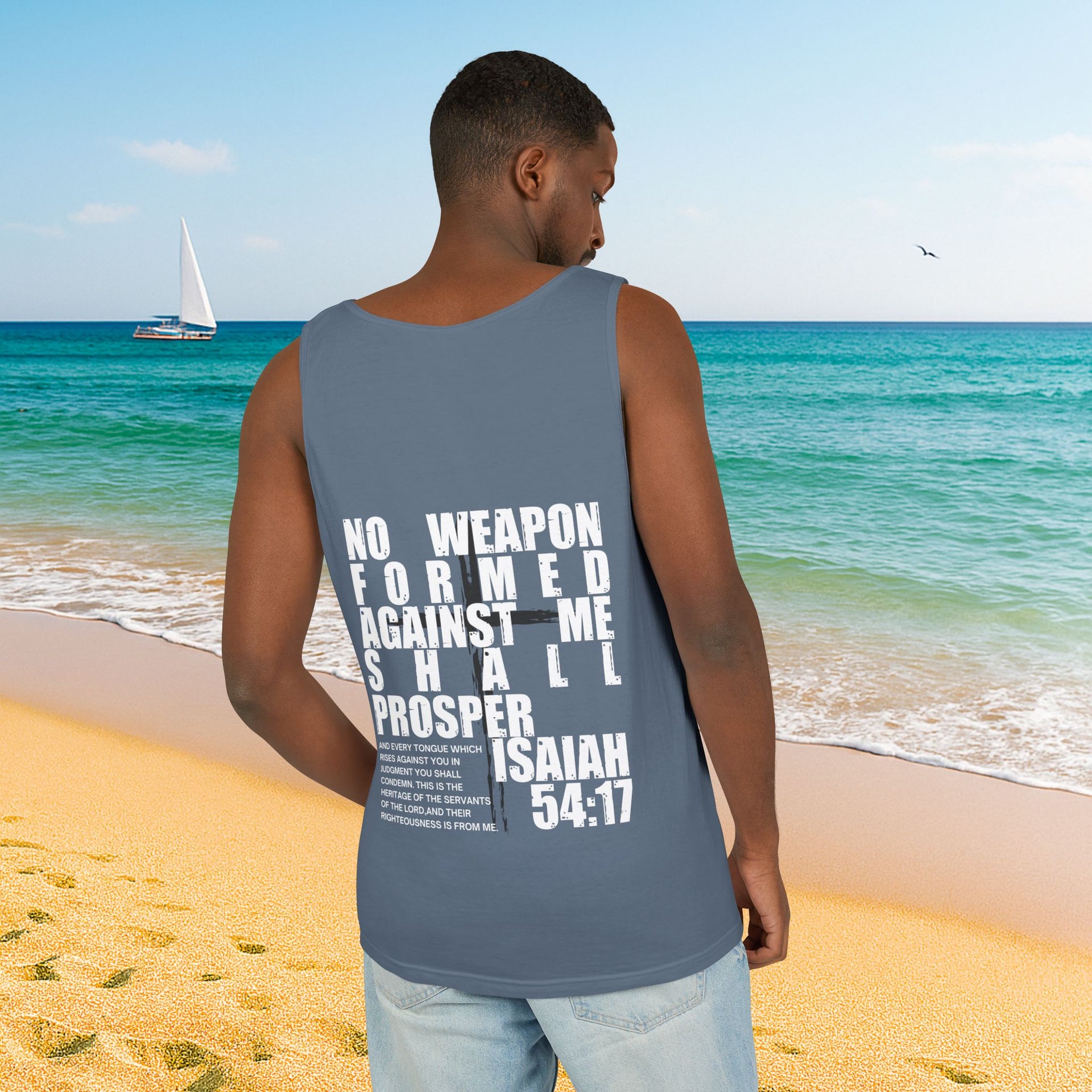 Isaiah 54:17 No Weapon Formed Against Me Relaxed Fit Tank Top - My Faith My Father