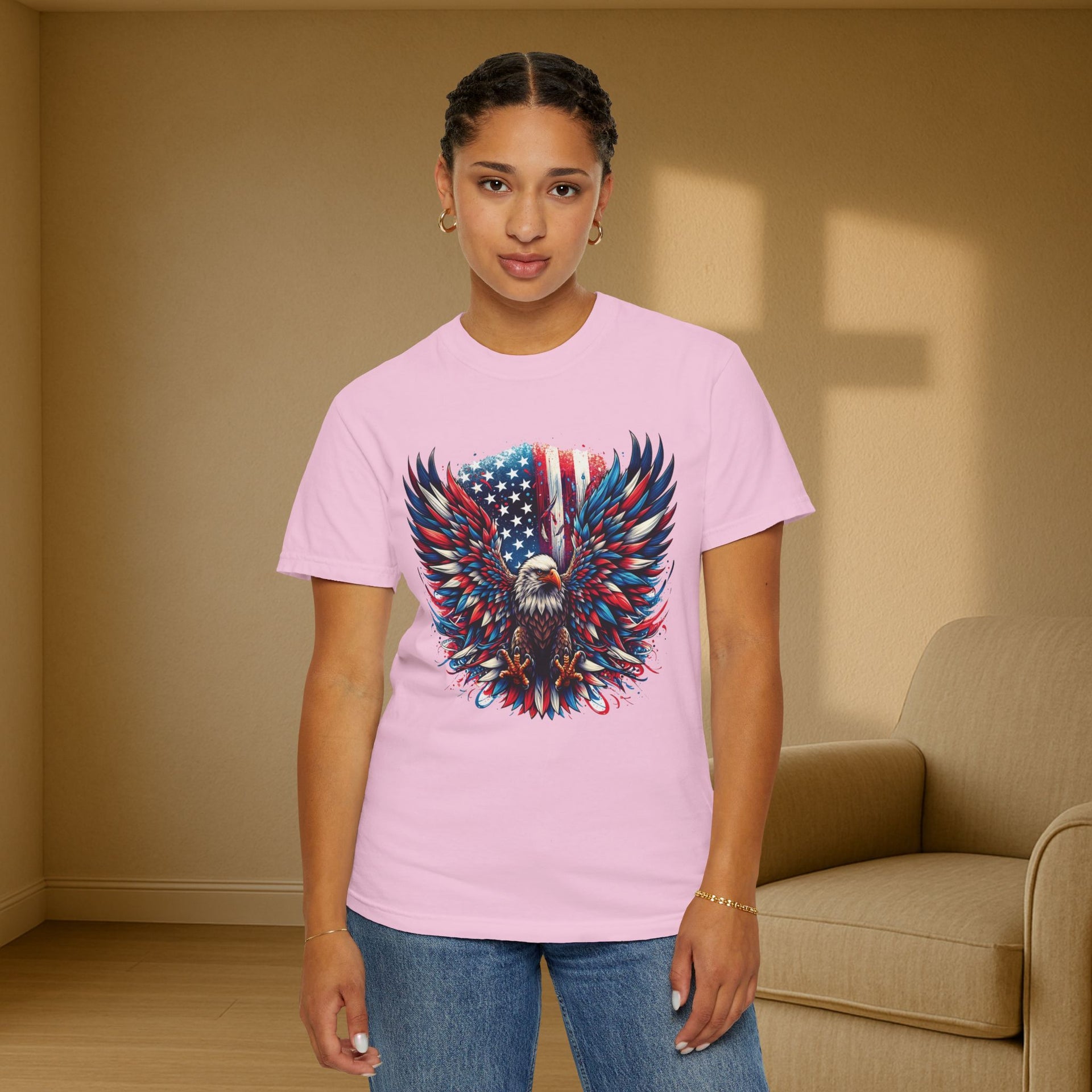 Eagle with Flag Unisex Relax Fit T-Shirt - My Faith My Father