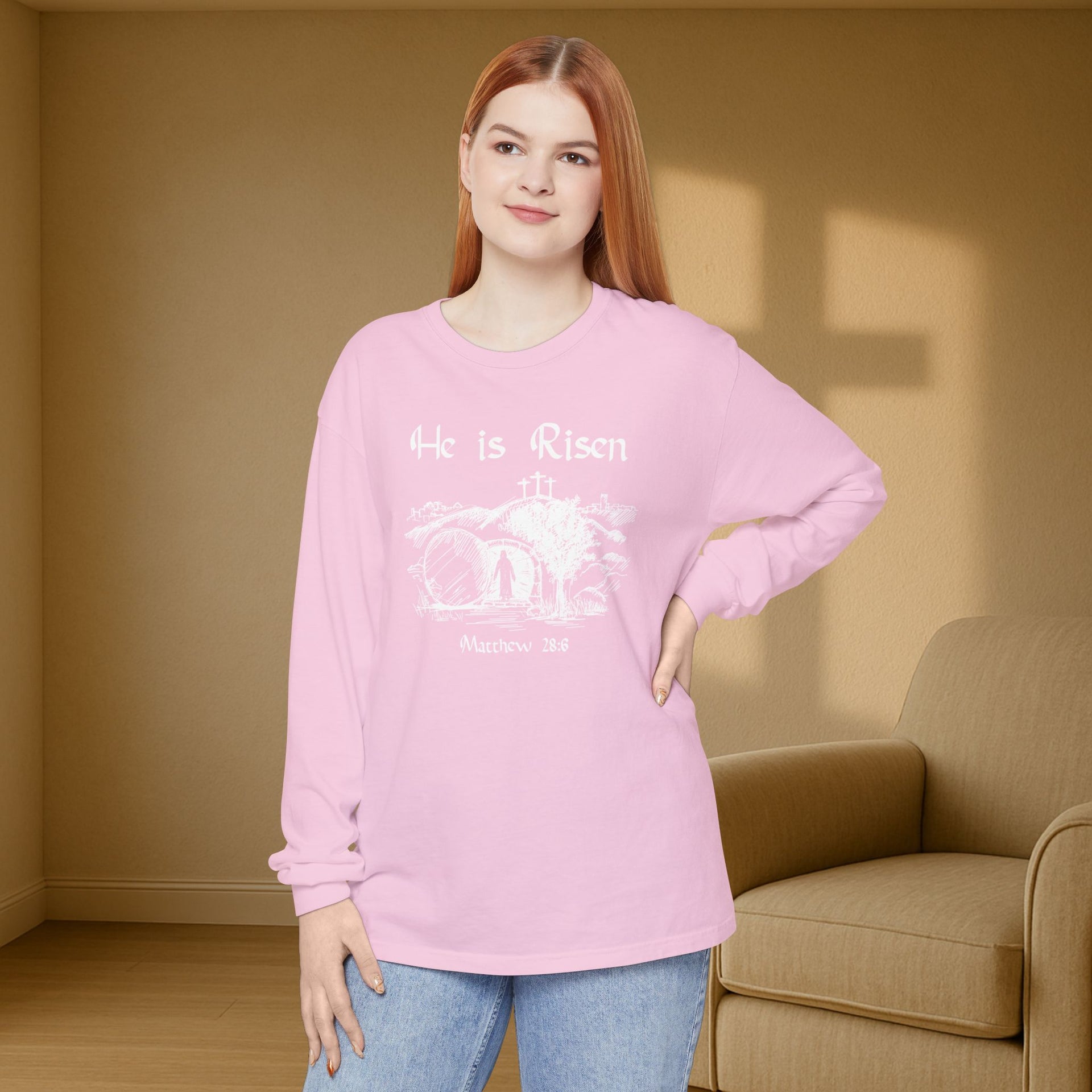 He Is Risen Unisex Relaxed Fit Long Sleeve T-Shirt - My Faith My Father