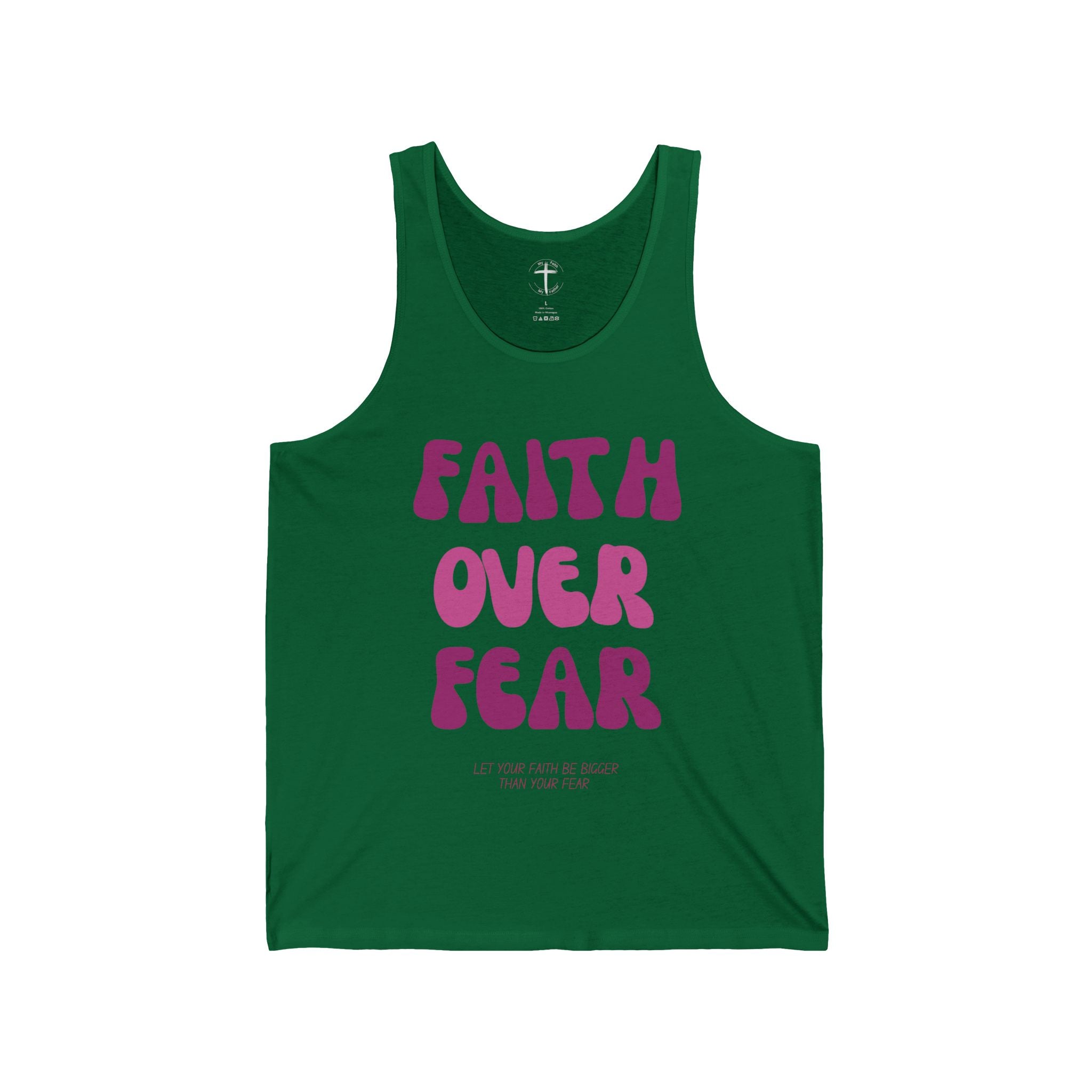 Faith Over Fear Unisex Jersey Tank Top, Inspirational Tank, Motivational Workout Shirt, Summer Casual Wear, Gift for Encouragement
