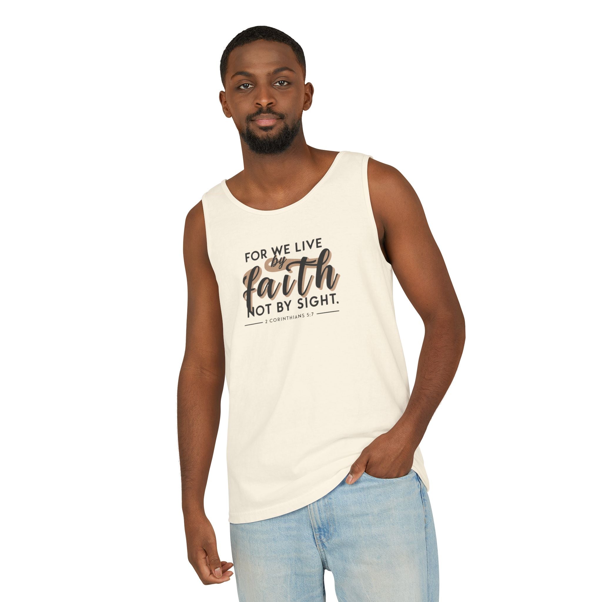 For We Live By Faith Unisex Tank Top, Faithful Tank Top, Religious Muscle Tee, Christian Inspirational Tank Top,