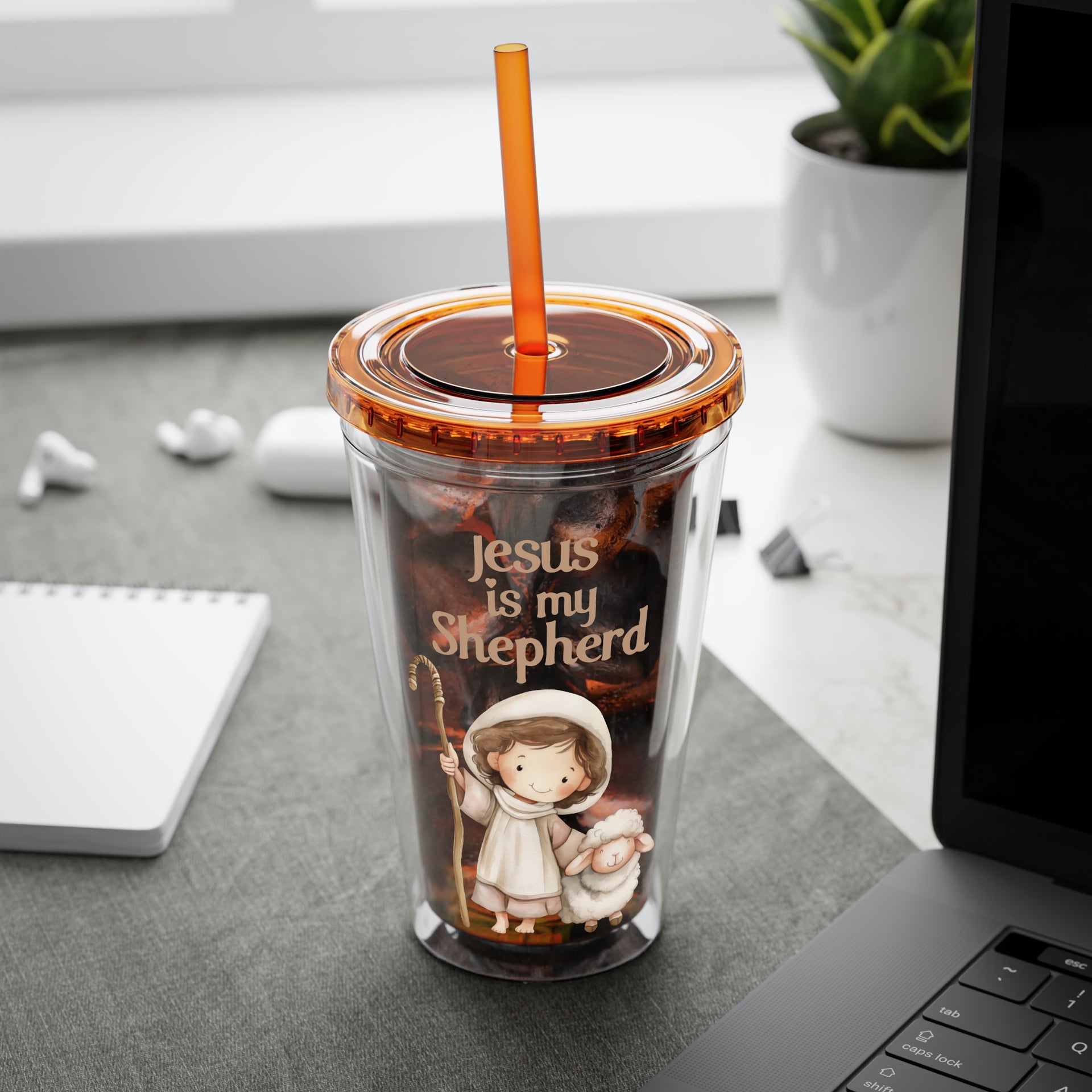 Jesus Is My Shepherd Sunsplash 16oz Tumbler With Straw - My Faith My Father