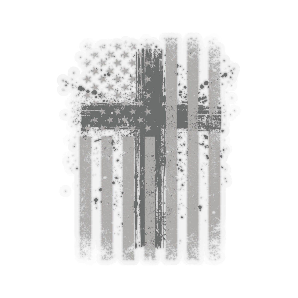 American Flag With Cross Kiss-Cut Stickers