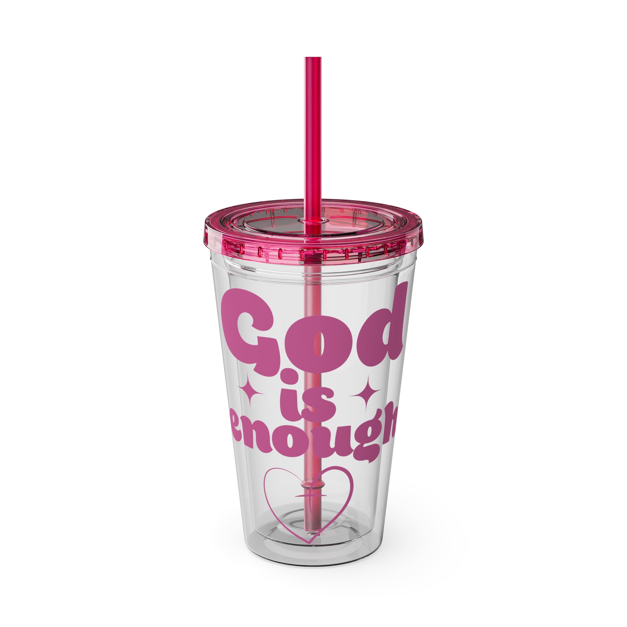 God Is Enough Sunsplash 16oz Tumbler With Straw