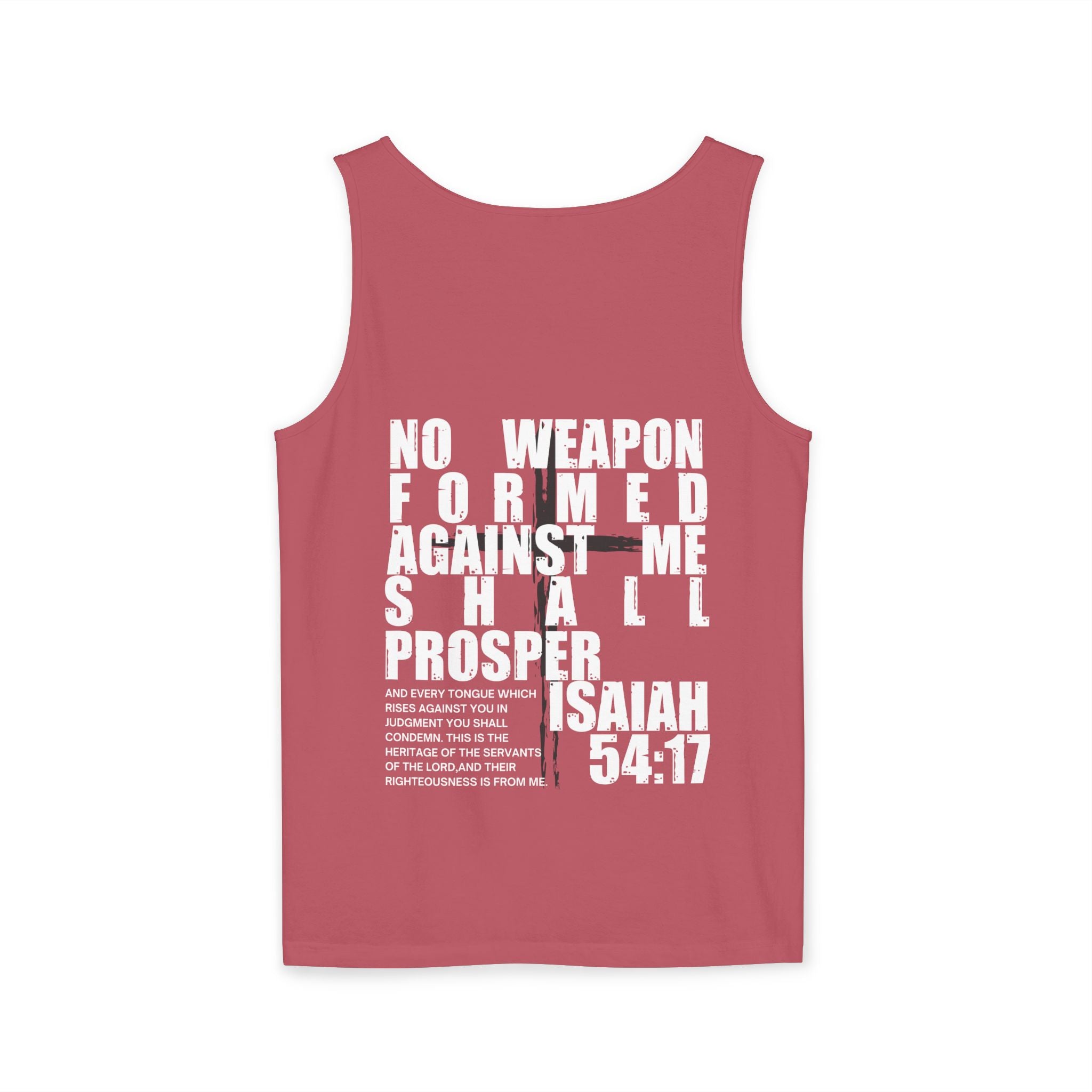 Isaiah 54:17 No Weapon Formed Against Me Relaxed Fit Tank Top, Unisex Muscle Tee, Christian Shirt, Inspirational Tank, Sleeveless Top,
