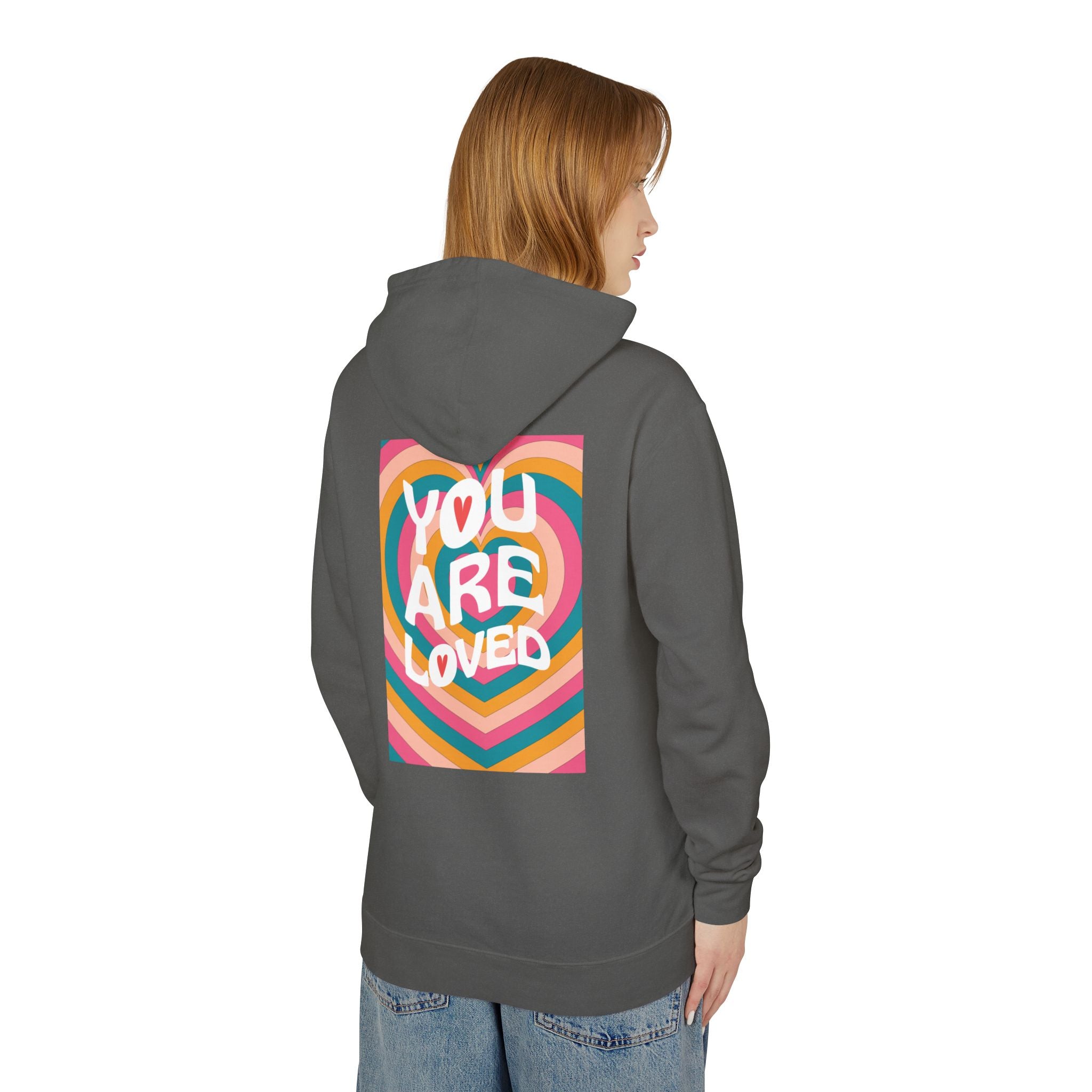 You Are Loved Retro, Unisex, Relaxed Fit, Lightweight Hooded Sweatshirt