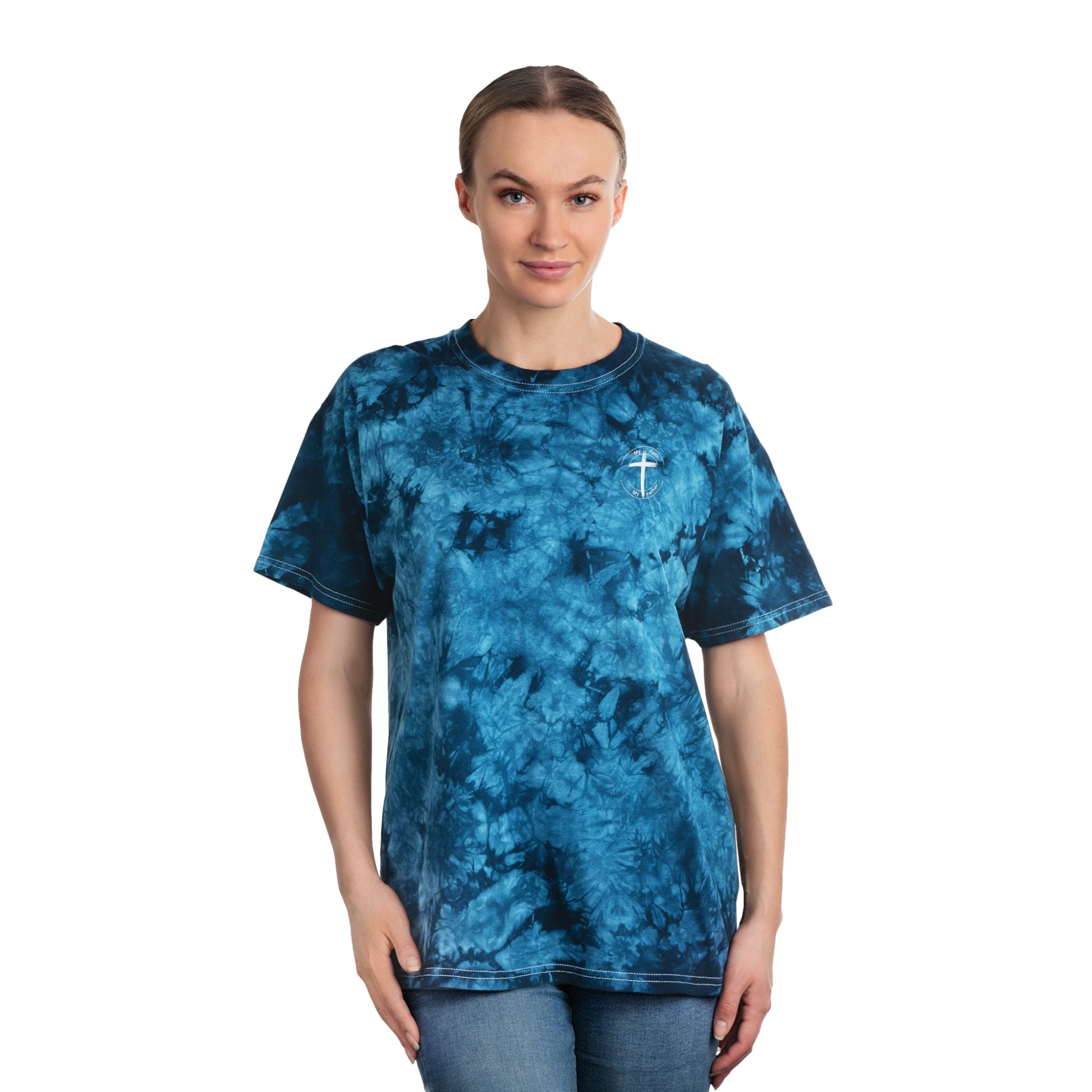 All I Need Is Jesus – Unisex Crystal Tie-Dye Christian T-Shirt | Bold Faith Apparel for Everyday Wear