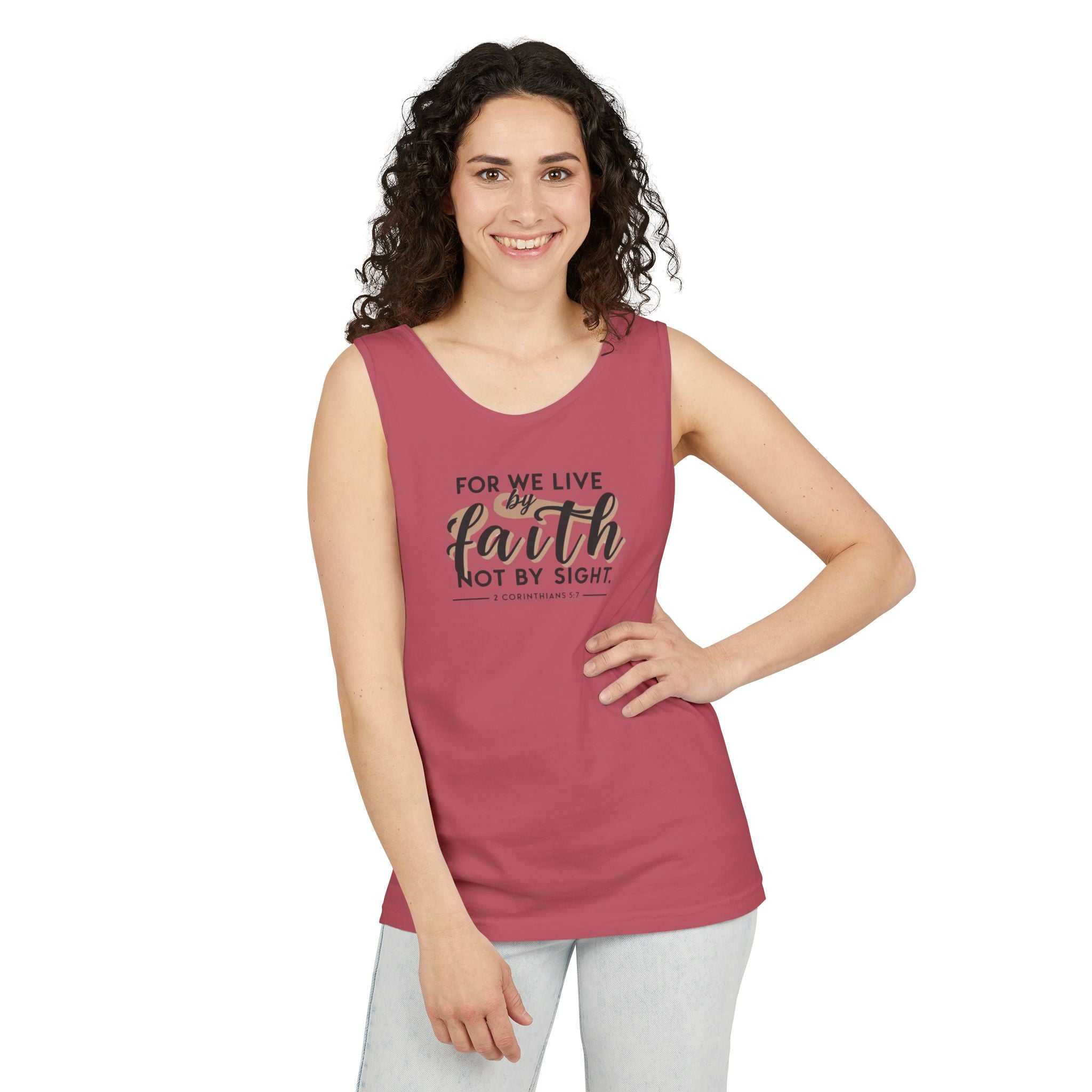 For We Live By Faith Unisex Tank Top, Faithful Tank Top, Religious Muscle Tee, Christian Inspirational Tank Top,