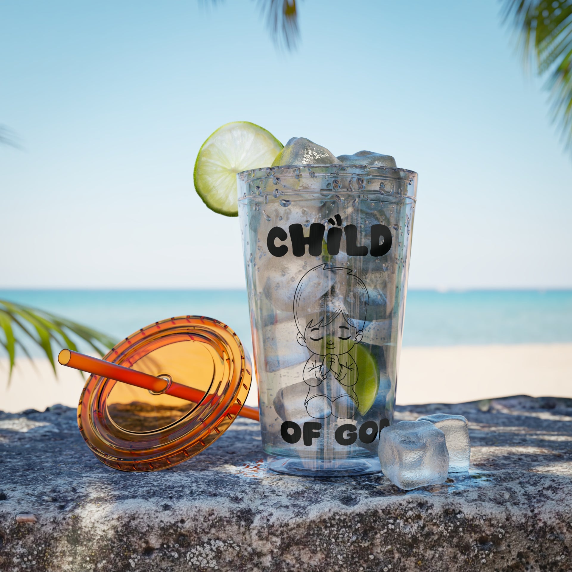 Child of God (Boy) Sunsplash 16oz Tumbler With Straw - My Faith My Father