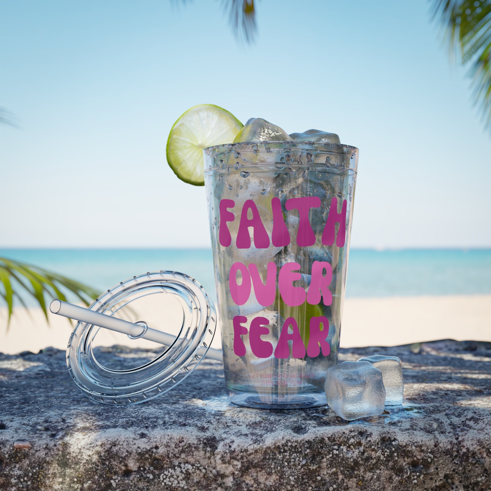Faith Over Fear Sunsplash 16oz Tumbler With Straw