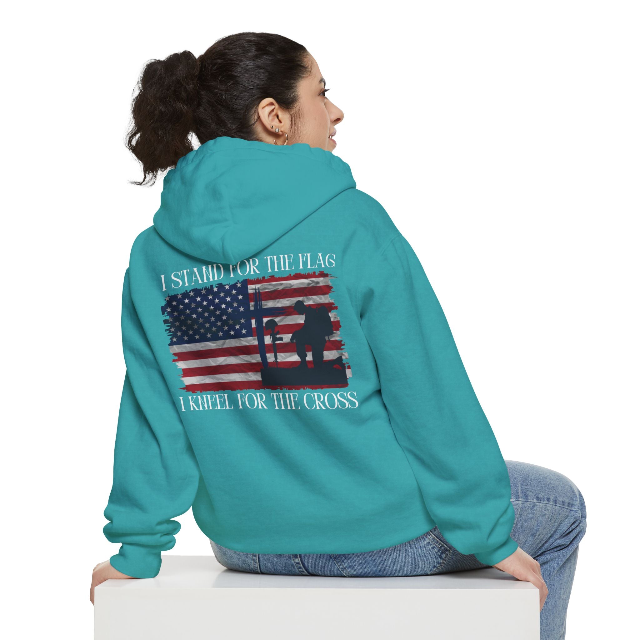 I Stand for the Flag, I Kneel for the Cross Unisex Relaxed Fit Hoodie