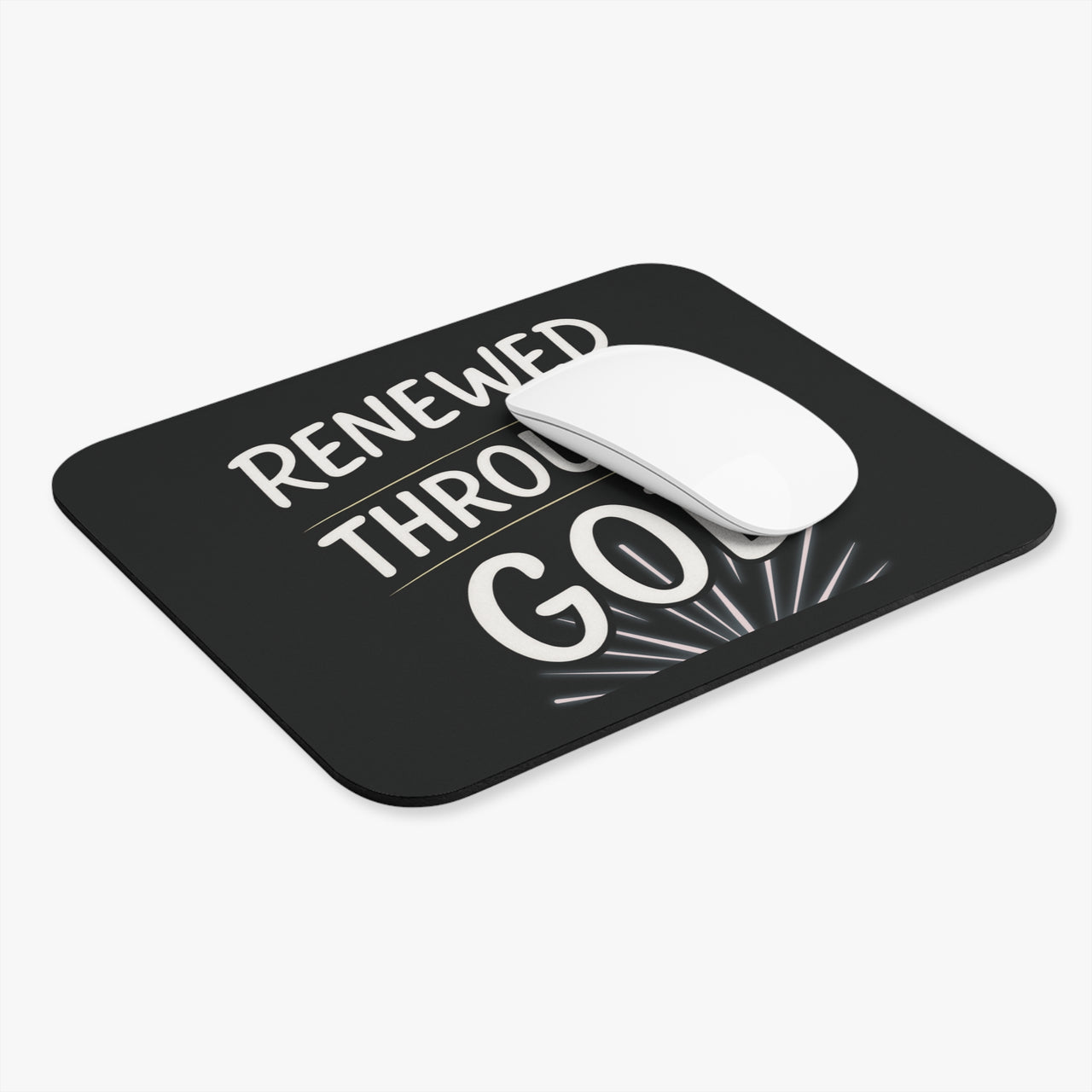 Renewed Through God Inspirational Mouse Pad – Christian Desk Accessory, Faith-Based Office Décor, Encouraging Gift