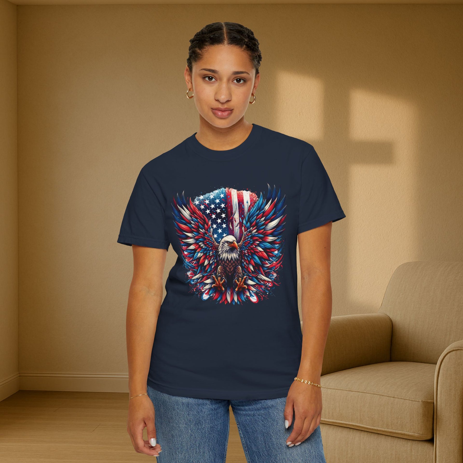 Eagle with Flag Unisex Relax Fit T-Shirt - My Faith My Father