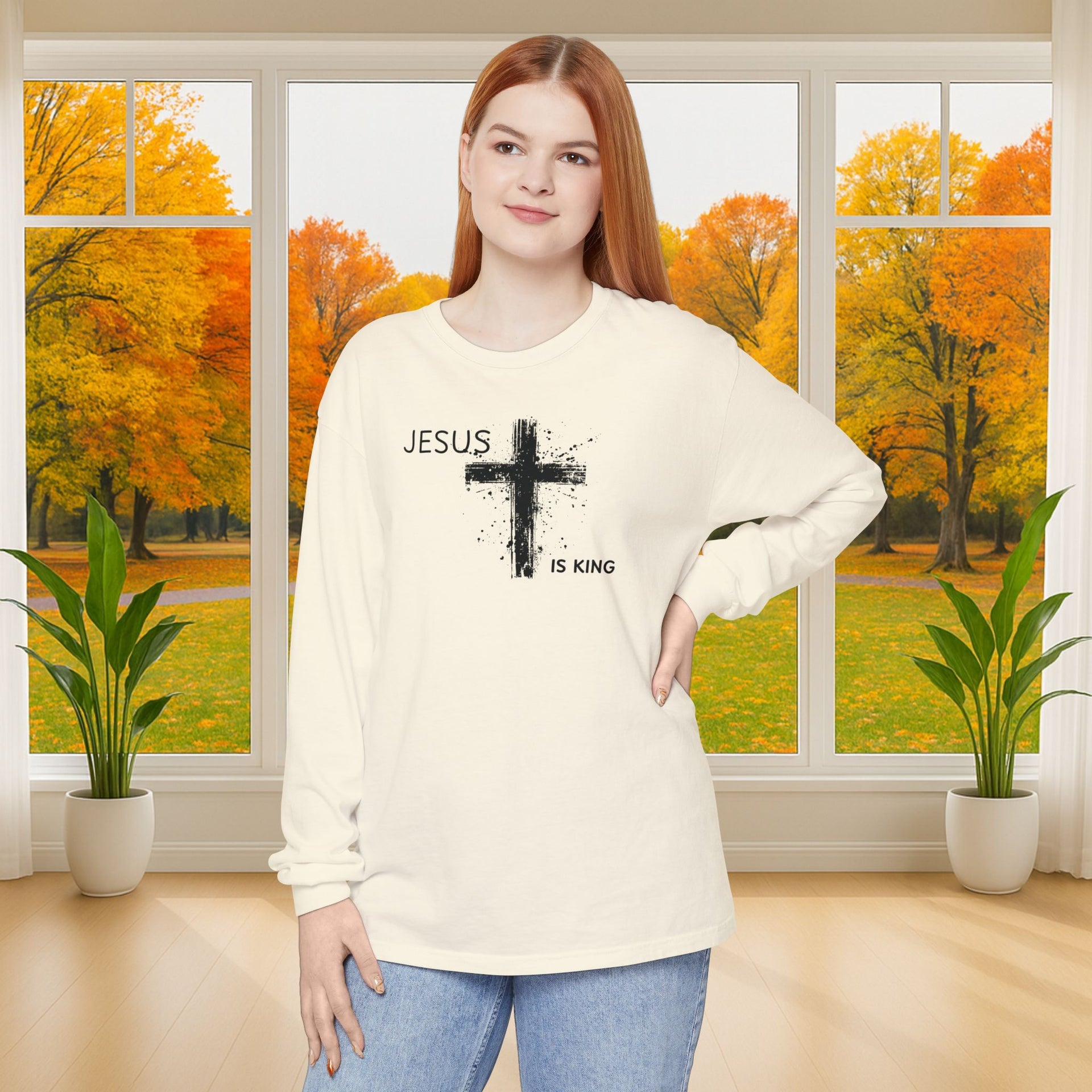 Jesus is King Unisex Relaxed Fit Long Sleeve T-Shirt - My Faith My Father