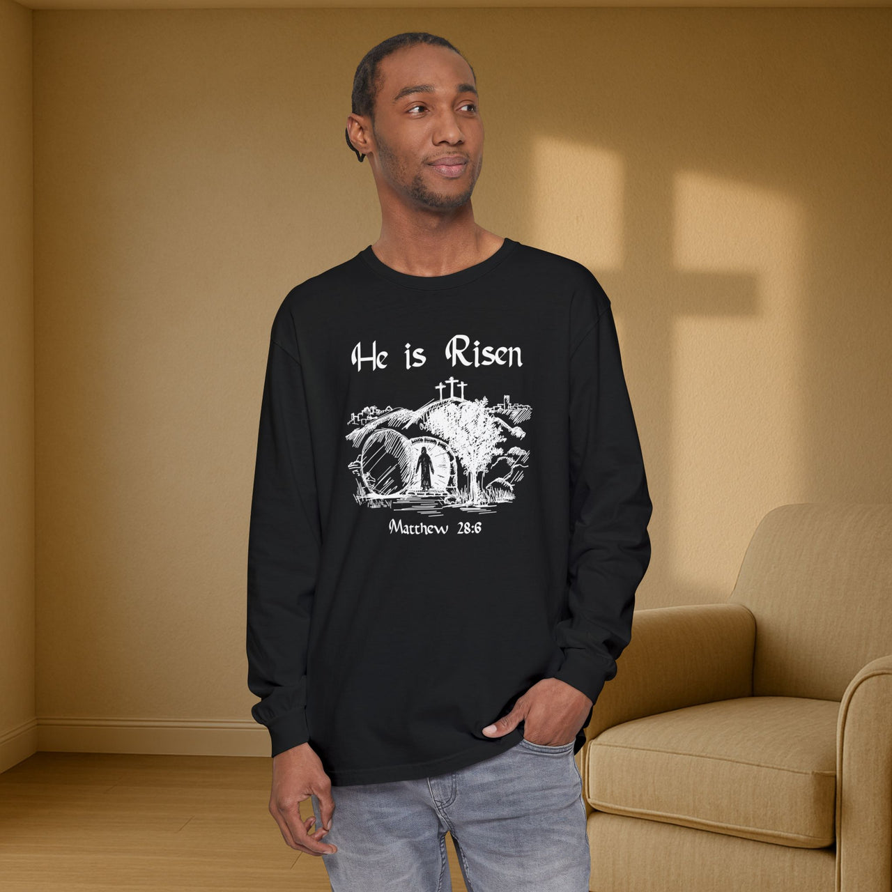 He Is Risen Unisex Relaxed Fit Long Sleeve T-Shirt - My Faith My Father