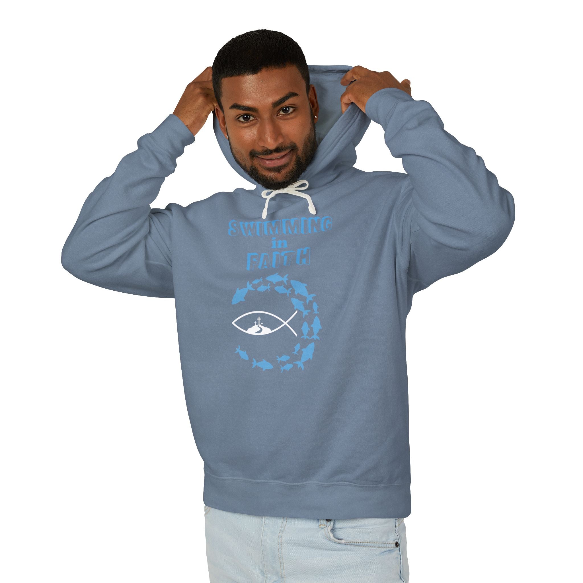 Swimming In Faith Unisex Lightweight Hooded Sweatshirt