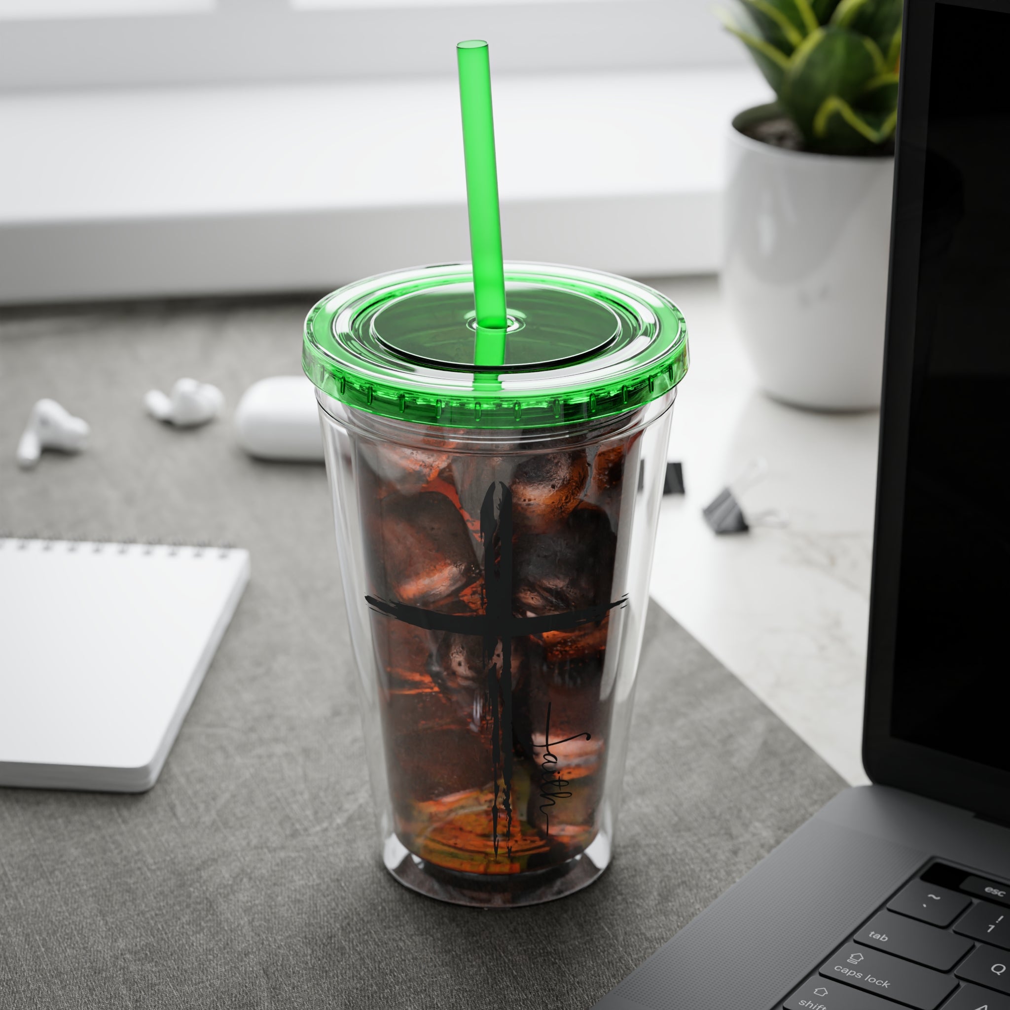 Cross With Faith Sunsplash 16oz Tumbler with Straw