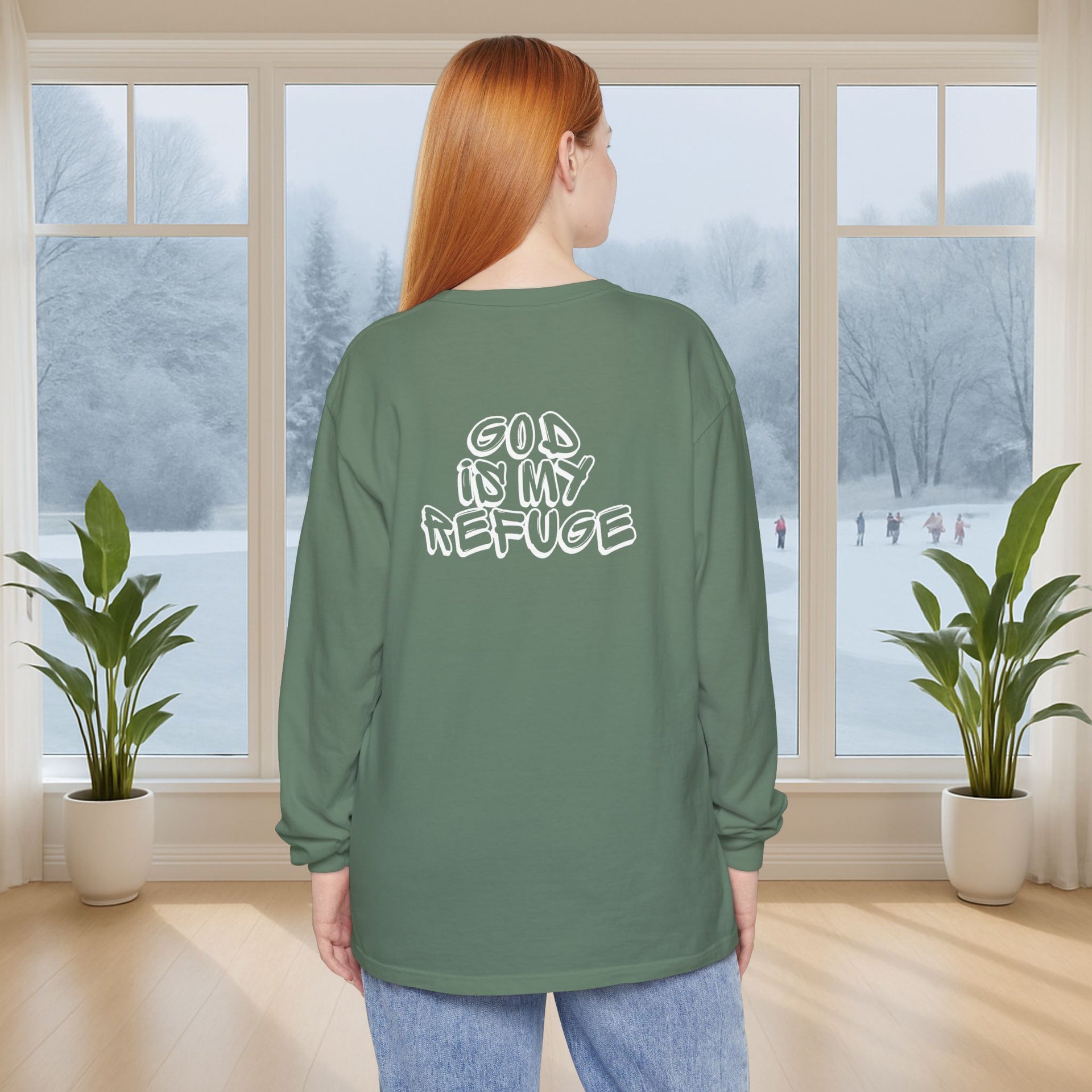 God is My Refuge Unisex Relaxed Fit Long Sleeve T-Shirt - My Faith My Father