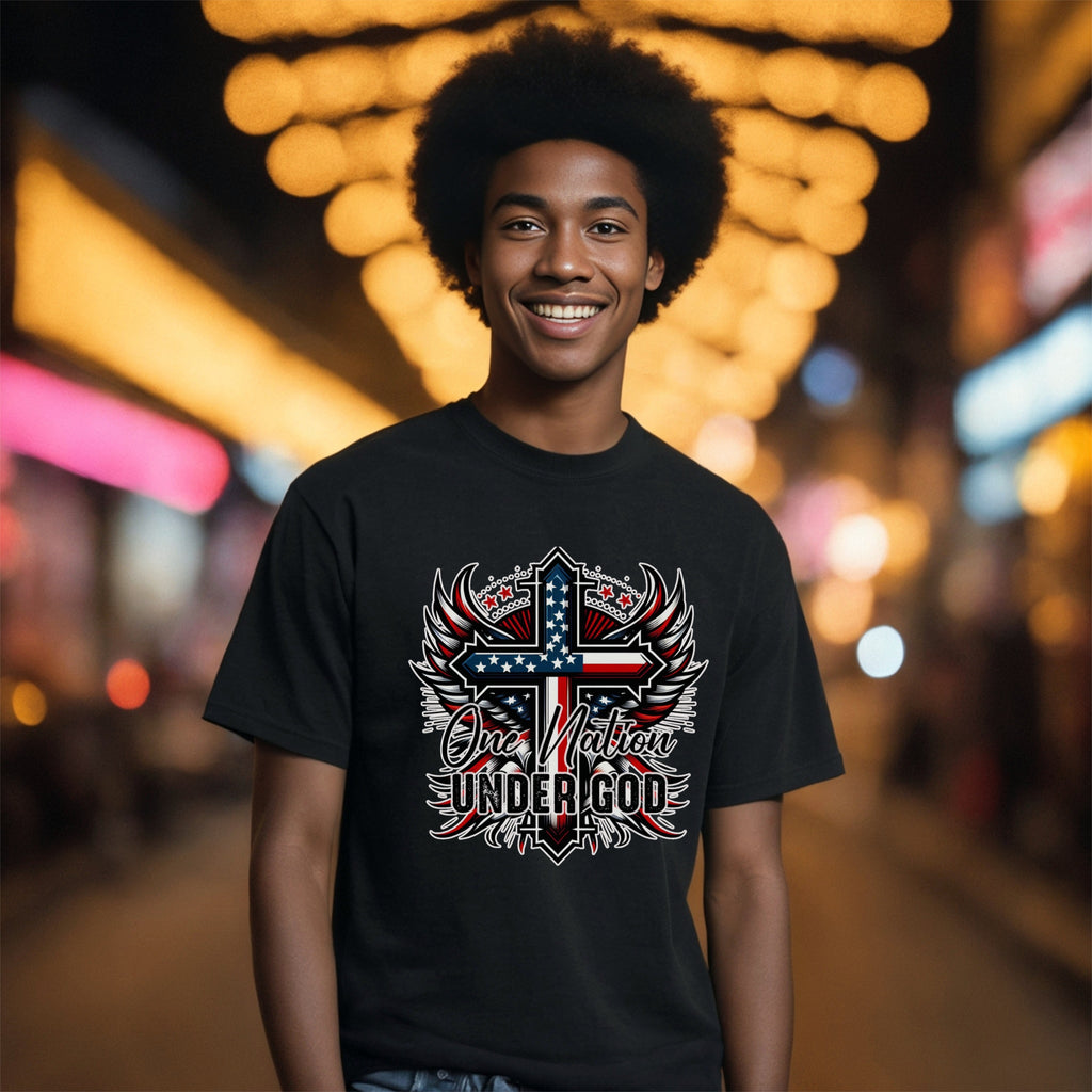 One Nation Under God Patriotic Christian Unisex Relaxed Fit T-Shirt -  Gift for Believers