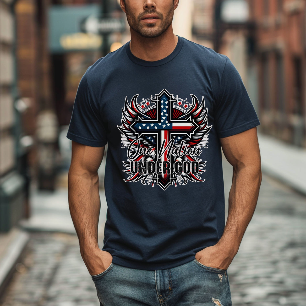 One Nation Under God Patriotic Christian Unisex Relaxed Fit T-Shirt -  Gift for Believers